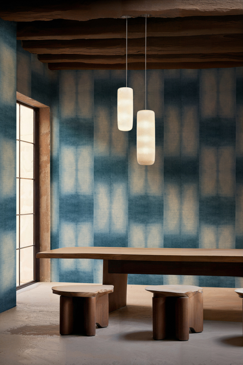 Coordonneé- Shibori - Mokume -Indigo