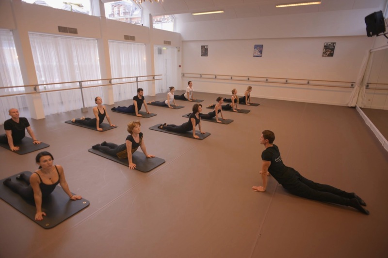 Stretching during class at Zhembrovsky West in Amsterdam