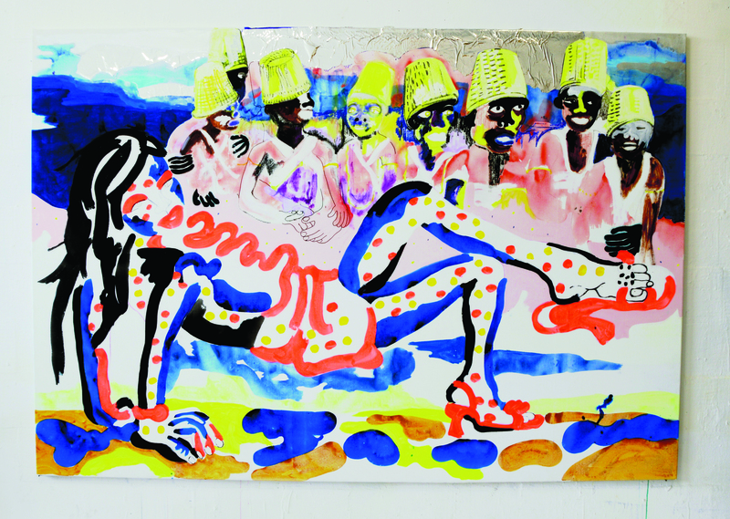 Dippo Ceremonie, gemengde techn. op doek, 200 x 300 cm, 2016