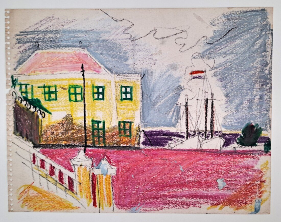 Tekening door Charles Eyck gemaakt tijdens zijn verblijf op Curaçao in 1953